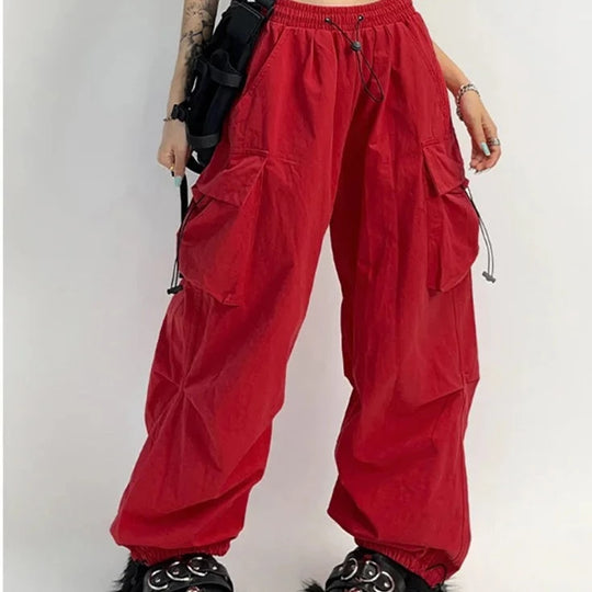 Pantalon parachute rouge