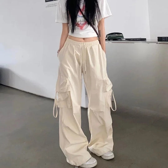 Pantalon parachute beige
