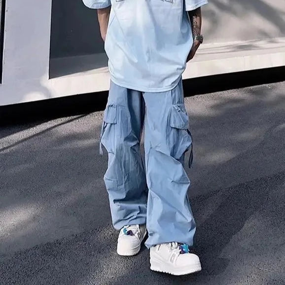 Pantalon parachute bleu