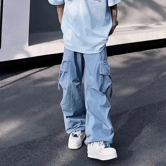 Pantalon parachute bleu