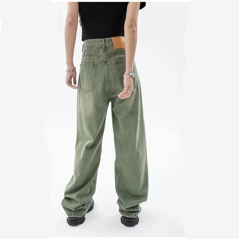 Jean large vert