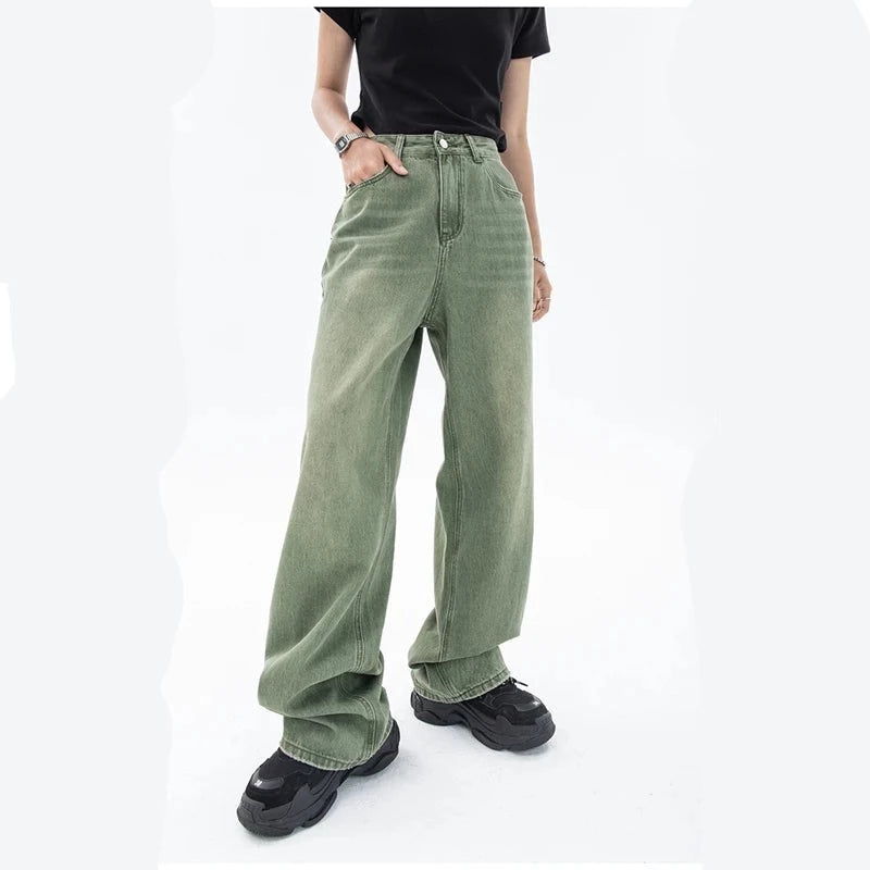 Jean large vert