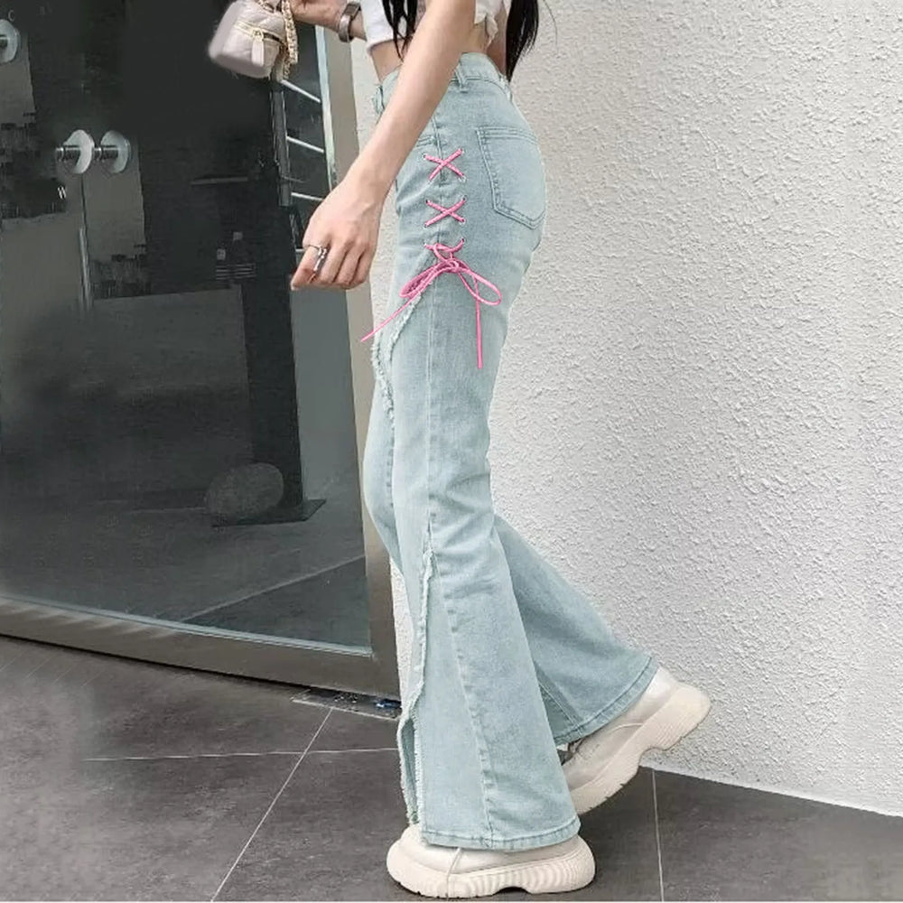 Jean flare fendu