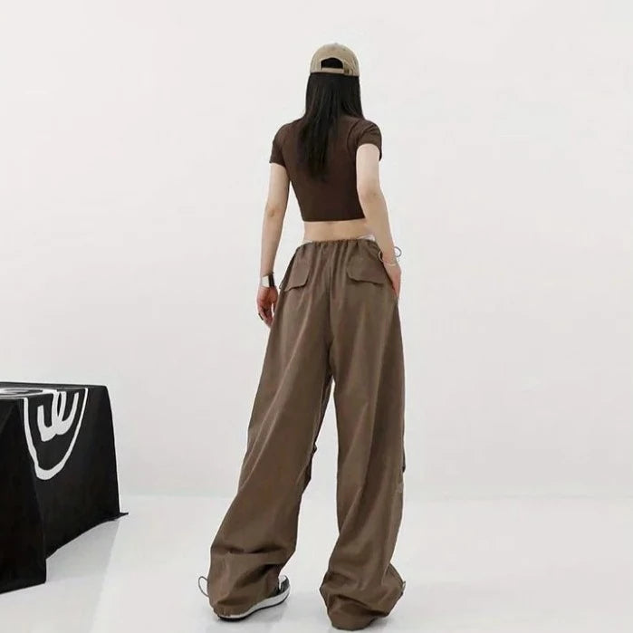 Pantalon parachute marron