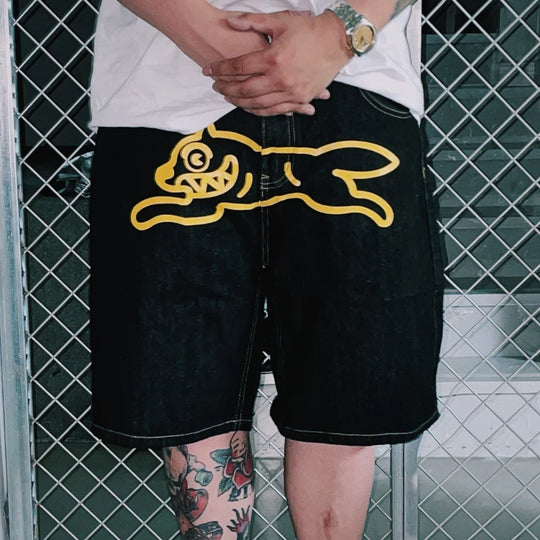 Oversized denim shorts