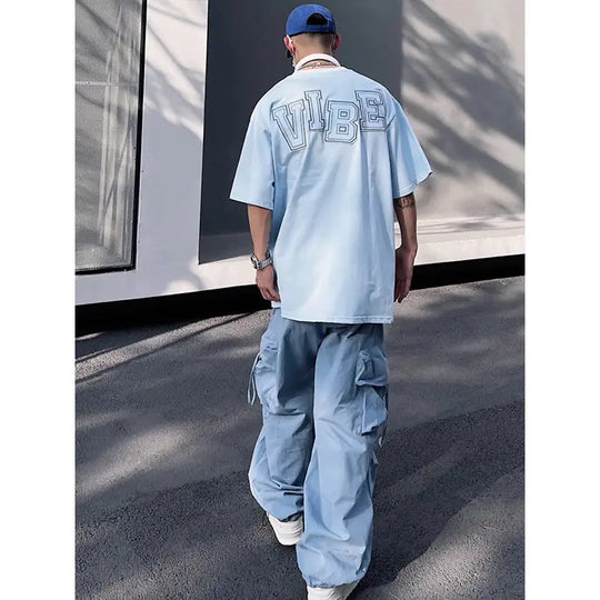 Pantalon parachute bleu
