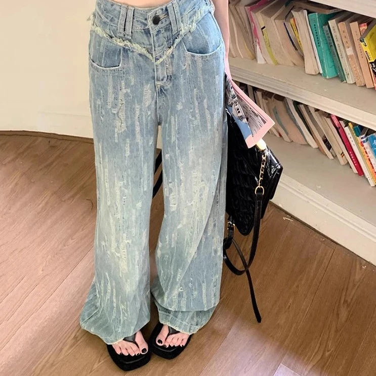 Jean large effiloché