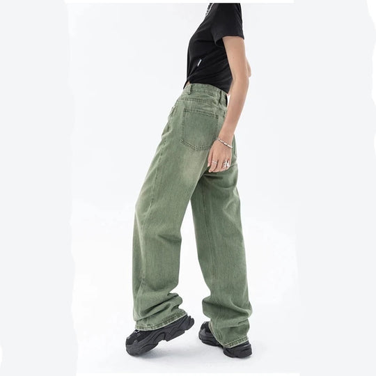 Jean large vert