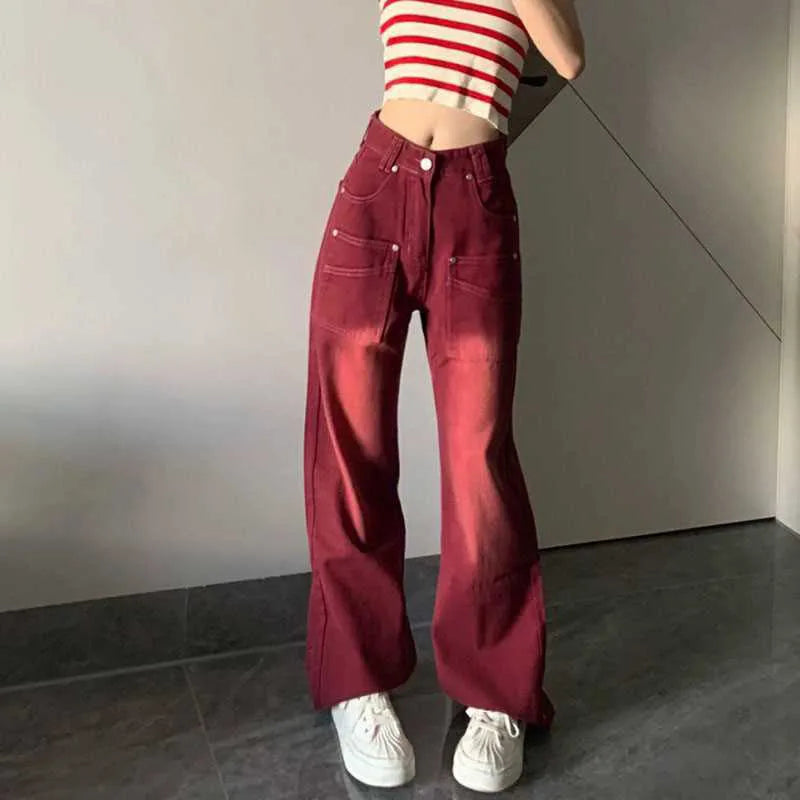 Jean large rouge